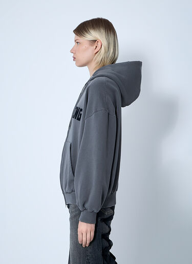 Balenciaga Zip-Up Human Being Hooded Sweatshirt Grey bal0360001