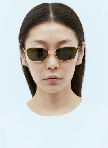 Bottega Veneta Split Rectangular Sunglasses Gold bos0355002