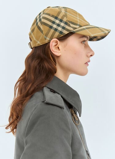 체크 면 베이스볼 캡 Burberry 체크 면 베이스볼 캡 브라운 bur0358002