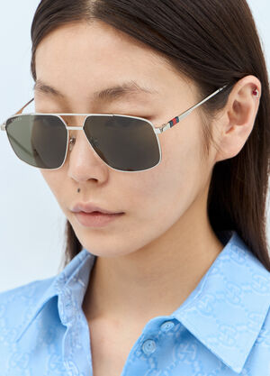 Gucci Navigator Frame Sunglasses Silver gus0357001