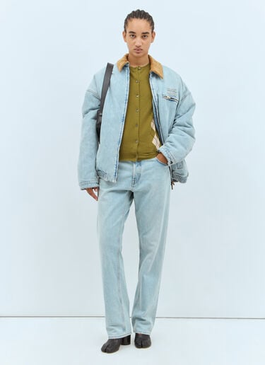 徽标贴饰牛仔裤 Miu Miu 徽标贴饰牛仔裤 蓝 miu0358002