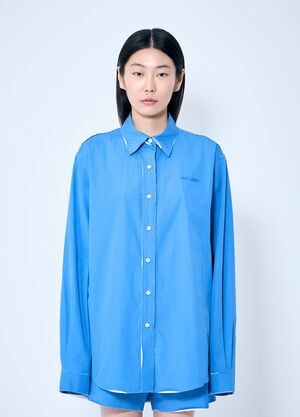 Miu Miu Raw Trims Poplin Shirt Blue miu0359001
