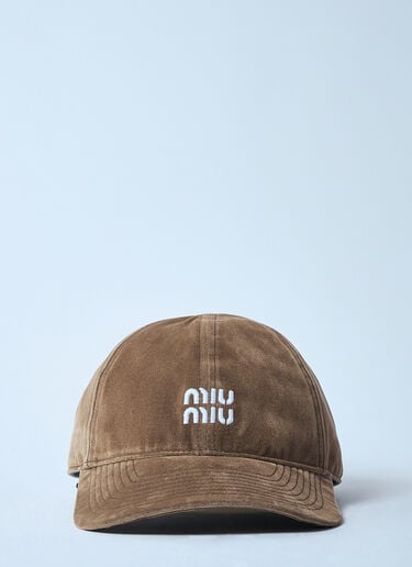 Velvet Baseball Cap Miu Miu Velvet Baseball Cap Tan miu0359007
