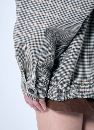 Miu Miu Checked Double-Weave Blouson Jacket Brown miu0360002
