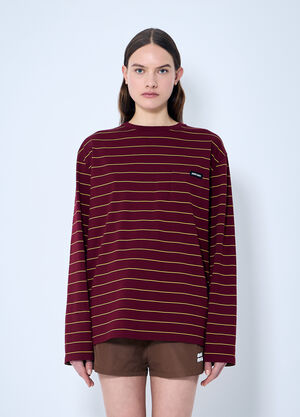 Miu Miu Striped Long-Sleeve T-Shirt Red miu0360004