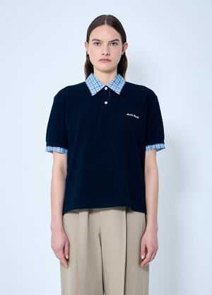 Miu Miu Polo Shirt With Contrast Trims Blue miu0360006