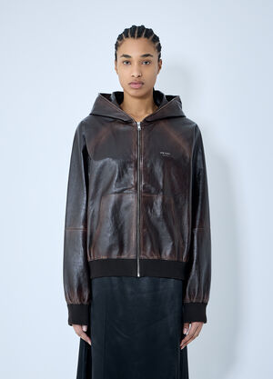 Prada Leather Hooded Jacket Brown pra0360001