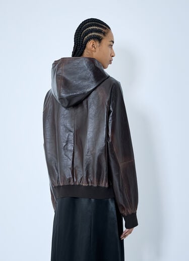 Leather Hooded Jacket Prada Leather Hooded Jacket Brown pra0360001