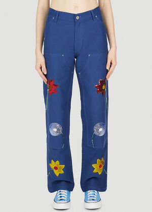 Sky High Farm Workwear Embroidered Cargo Pants Dark Blue skh0352008