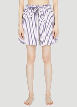 Tekla Lido Stripe Sleep Shorts Purple tek0353019