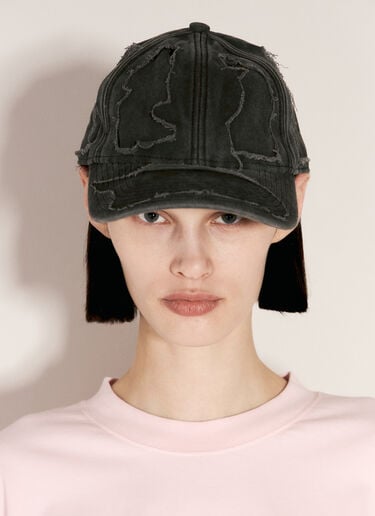 Vetements Destroyed Baseball Cap Black vet0356003
