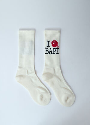 A BATHING APE® 徽标印花袜子  白色 aba0158001