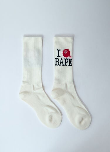 Logo Print Socks A BATHING APE® Logo Print Socks White aba0158001