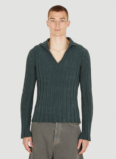Acne Studios 벨루어 폴로 탑 그린 acn0150010