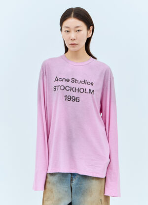 Acne Studios 徽标印花 T 恤  粉色 acn0257011