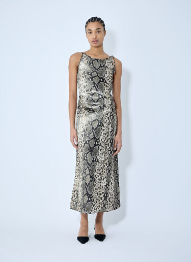 Acne Studios Satin Python Print Midi Dress Brown acn0260001
