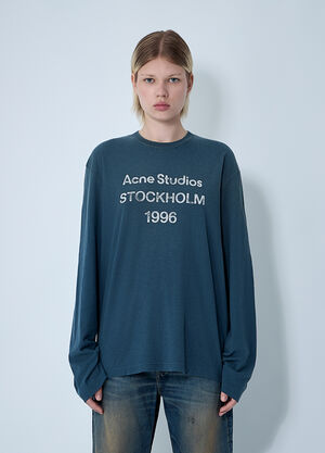 Acne Studios 徽标图案 T 恤 藏蓝色 acn0261011