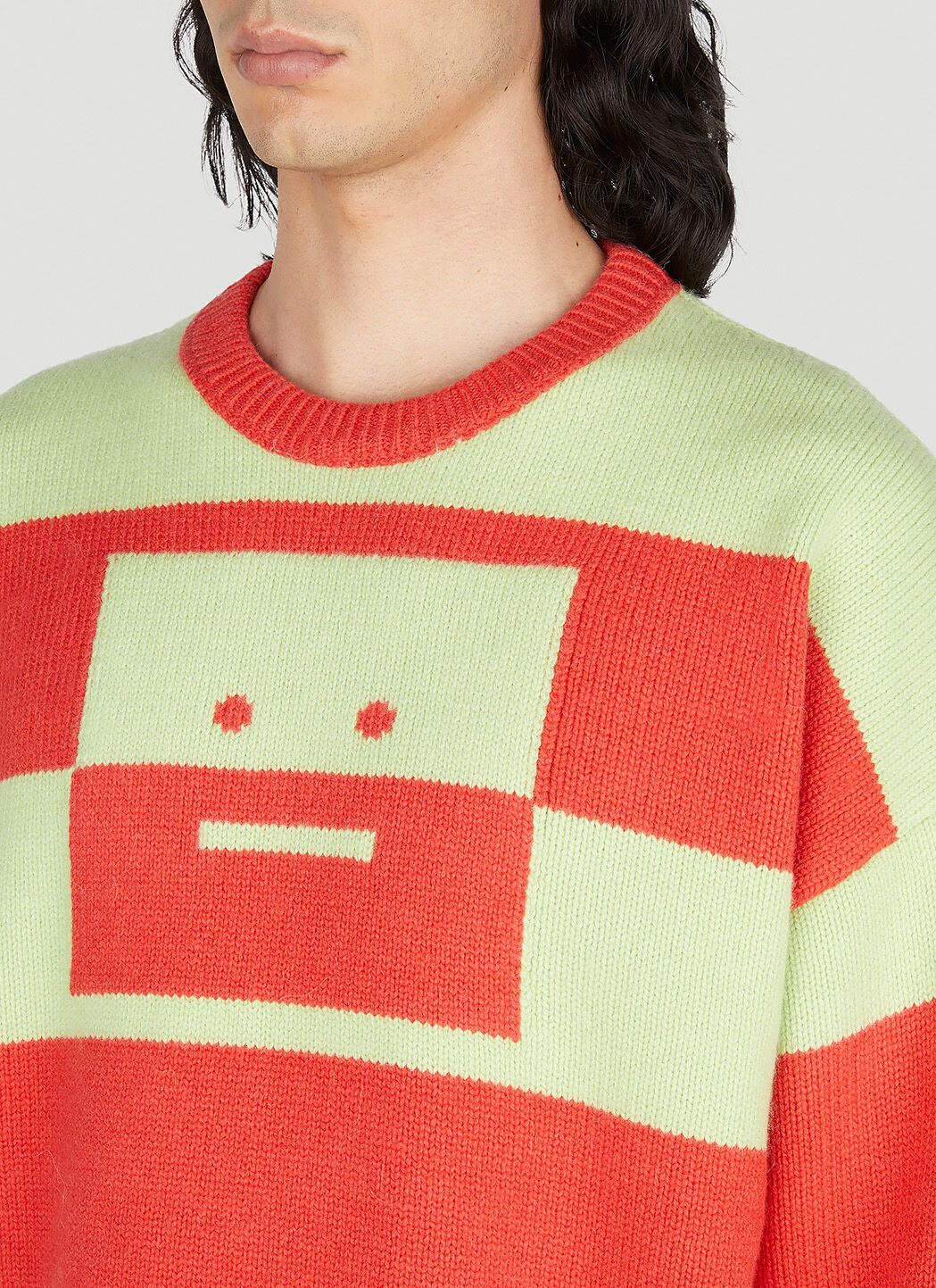 Acne Studios Face Logo Striped Sweater in Red | LN-CC