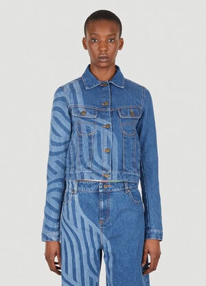 Ahluwalia Laser Motif Denim Jacket Blue ahl0248008