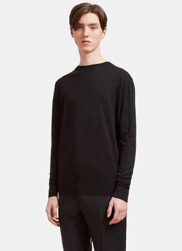 Aiezen Silk and Cashmere-Blend Crewneck Sweater Black aie0118011