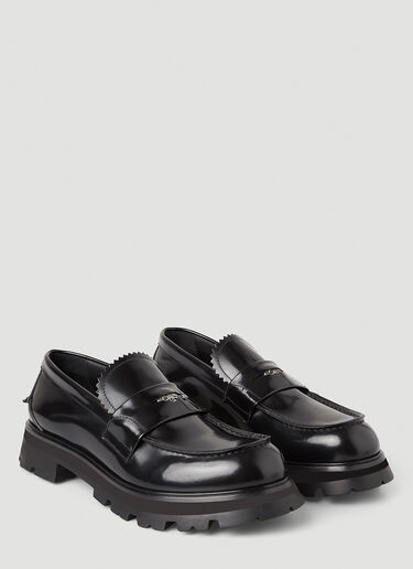 Alexander McQueen 贝壳边鞋舌便士乐福鞋 黑 amq0147044