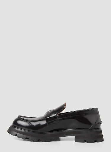 Alexander McQueen 贝壳边鞋舌便士乐福鞋 黑 amq0147044