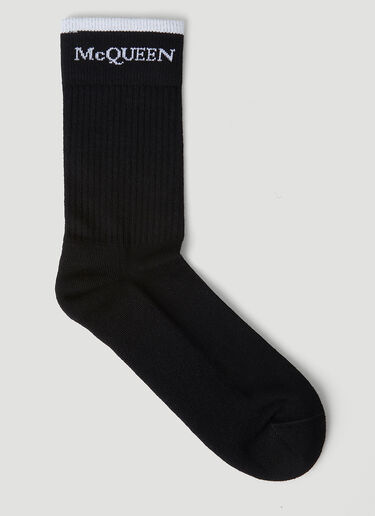 Reversible Logo Trim Socks Alexander McQueen Reversible Logo Trim Socks Black amq0148035
