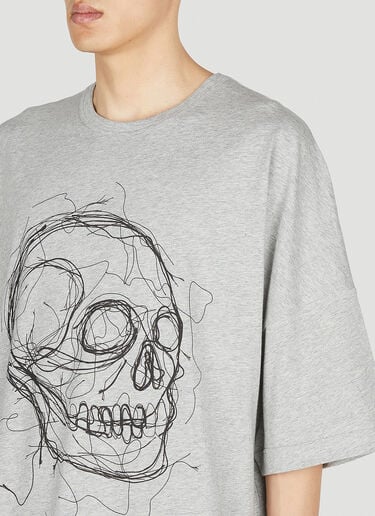Alexander McQueen 스크리블 스컬 티셔츠 그레이 amq0152011