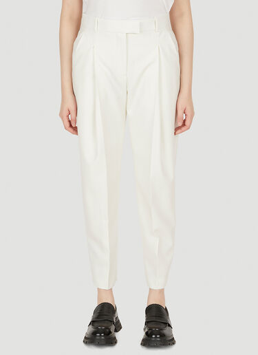 Alexander McQueen 이그재거레이티드 플리트 테일러드 팬츠 화이트 amq0248008