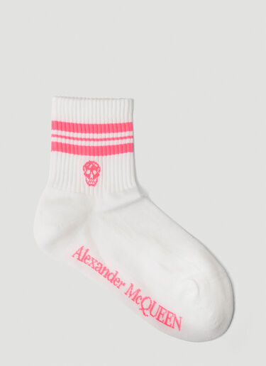 스컬 스트라이프 스포츠 양말 Alexander McQueen 스컬 스트라이프 스포츠 양말 핑크 amq0248038