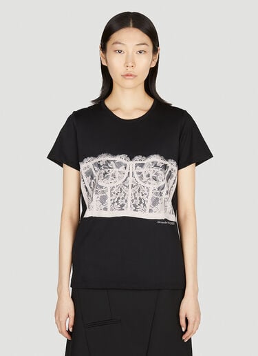 胸衣印花T恤 Alexander McQueen 胸衣印花T恤 黑 amq0251039