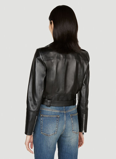 Alexander McQueen Cropped Leather Biker Jacket Black amq0251040