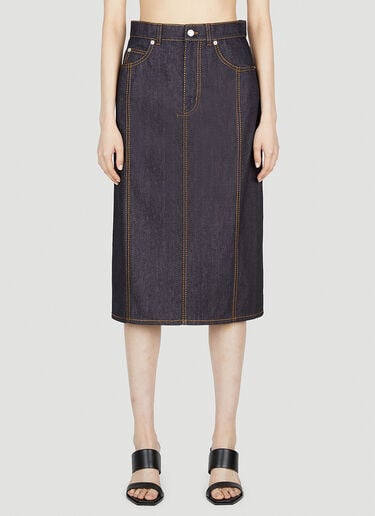Alexander McQueen 대조적인 스티치 데님 스커트 블루 amq0252022