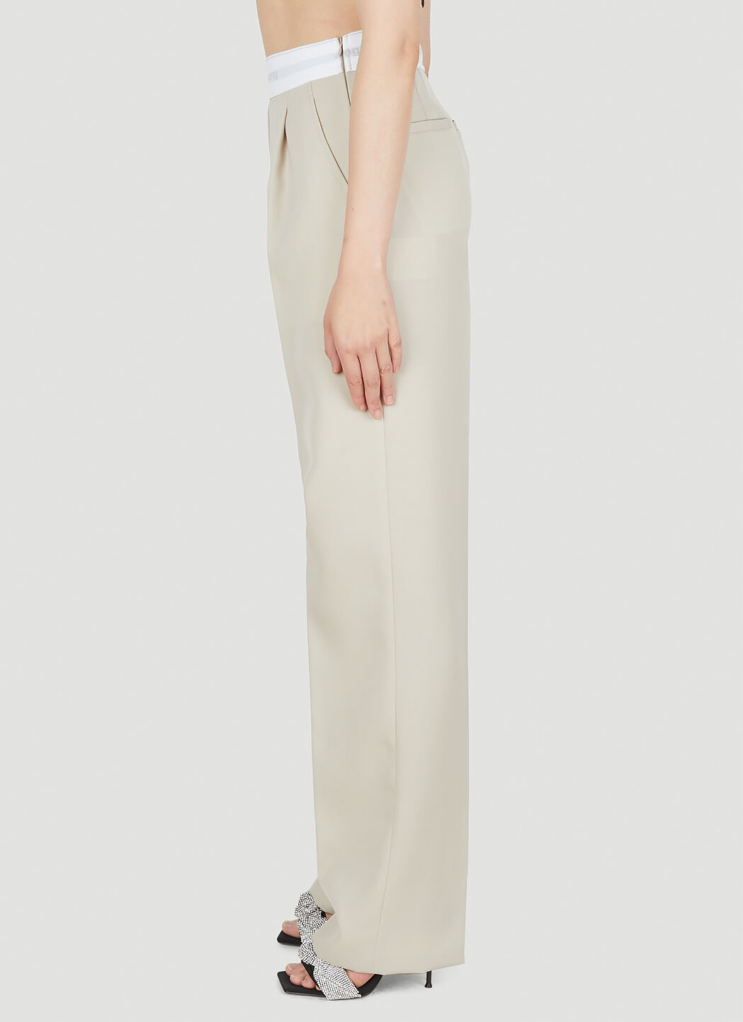 Alexander Wang Logo Waist Pants in Beige | LN-CC