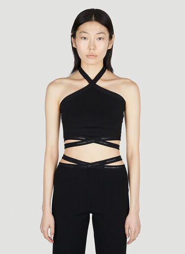 로고 홀터넥 탑 Alexander Wang 로고 홀터넥 탑 블랙 awg0251027