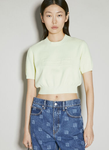 压花徽标短款罗纹 T 恤 Alexander Wang 压花徽标短款罗纹 T 恤 黄色 awg0253062