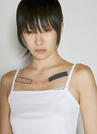 Alexander Wang 코튼 리브 캐미 탑 화이트 awg0255020