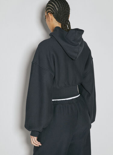 Alexander Wang Cropped Zip-Up Hooded Sweatshirt Black awg0255021