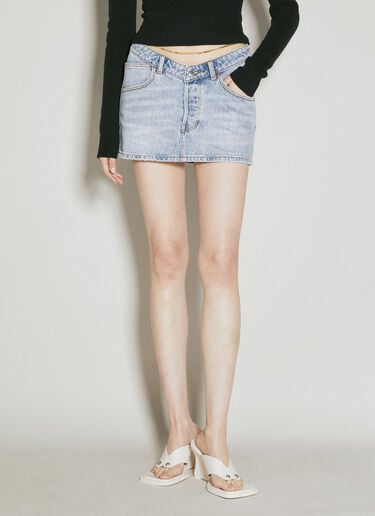 Alexander Wang V 프론트 데님 미니스커트  블루 awg0255032