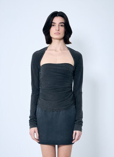 Alexander Wang シャーリング スクエアネック トップ グレー awg0258004
