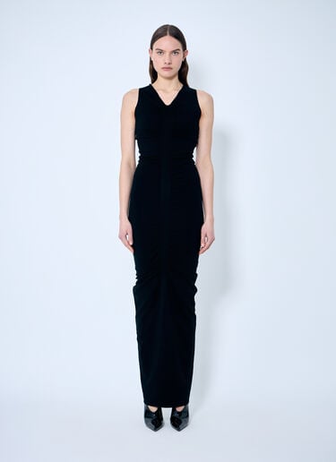 Alexander Wang シャーリングワイドVネックマキシドレス  ブラック awg0259009