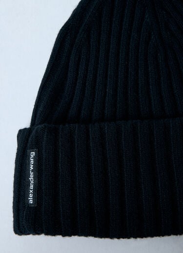 Alexander Wang Logo Patch Beanie Hat Black awg0259013