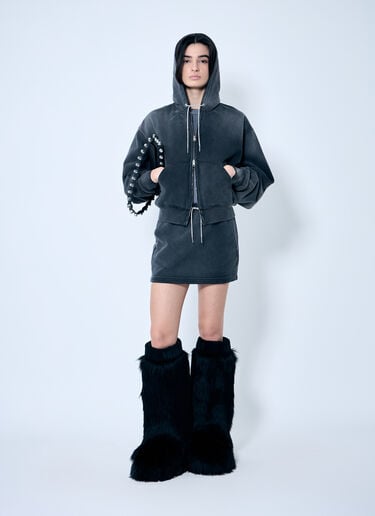 Alexander Wang ラインストーンドローストリング付きジップアップセーター  グレー awg0259017