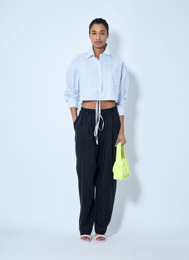 Crop Button-Down Shirt Alexander Wang Crop Button-Down Shirt Blue awg0260006