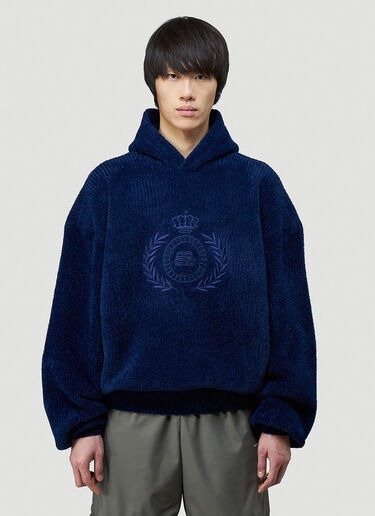 Balenciaga Embroidered Logo Hooded Sweatshirt Blue bal0143023
