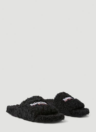 Furry Faux Shearling Slides Balenciaga Furry Faux Shearling Slides Black bal0147021
