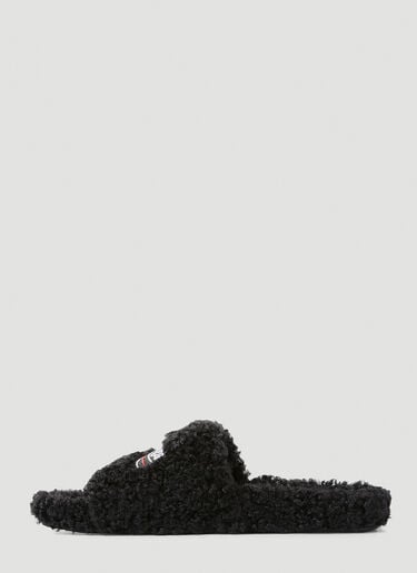 Furry Faux Shearling Slides Balenciaga Furry Faux Shearling Slides Black bal0147021