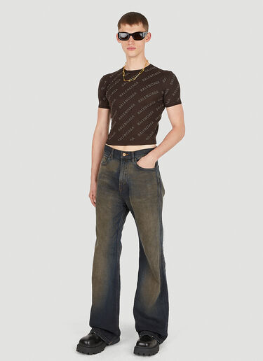 로고 모티프 크롭 탑 Balenciaga 로고 모티프 크롭 탑 브라운 bal0149011