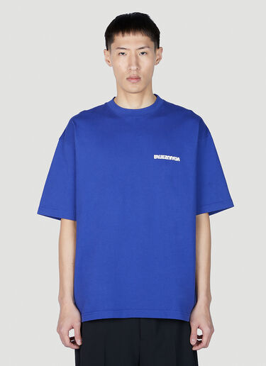 Balenciaga 로고 프린트 티셔츠 블루 bal0151026