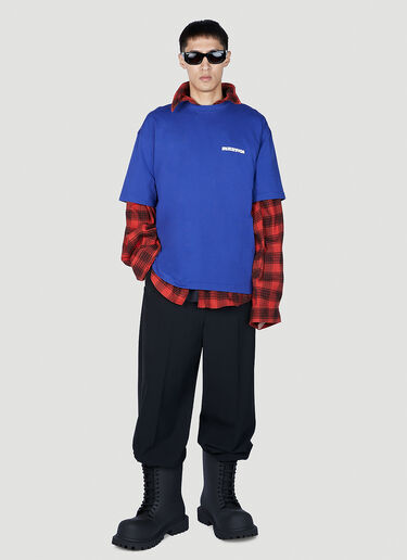 Balenciaga 로고 프린트 티셔츠 블루 bal0151026